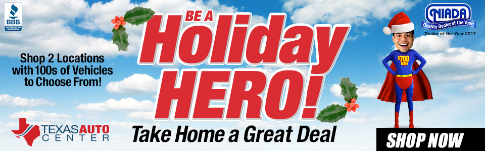 holiday hero talking about great deals. Discover incredible deals on incredible wheels! Shop now.